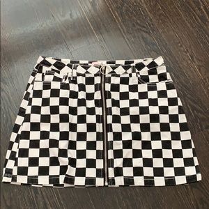 Sunset + Spring Denim Checkerboard Skirt